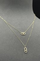 عقد مستطيل دورين ذهب تصميم الماس عيار 18 وزن من 0....