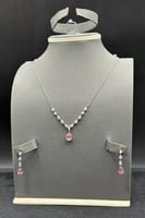 نصف طقم ذهب أبيض عيار 18 ندى الوردي وزن 7.2 جرام