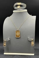 طقم ذهب للخطوبة عيار 21 توقيع الهيبة وزن 12.7 جرام