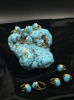 خاتم ذهب عيار 21 إيطالي لون فيروزي