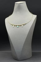 عقد مع اسوارة شكل خلية ذهب ايطالي عيار 18 وزن 15.9...