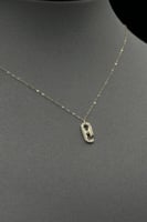 عقد مستطيل ناعم ذهب تصميم الماس