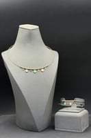 عقد مع اسوارة شكل خلية ذهب ايطالي عيار 18 وزن 15.9...