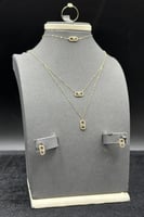 طقم دورين مستطيل ذهب تصميم الماس عيار 18 وزن 2.3 ج...