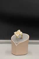 خاتم وردة مع صدف ابيض ذهب تصميم الماس عيار 18 وزن...