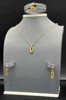 طقم مستطيل ذهب تصميم الماس عيار 21 وزن 16.8 جرام