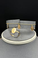 طقم بيضاوي ذهب صافي عيار 21 وزن 3.3 جرام