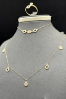 طقم ذهب عيار 18 قطرات الرقي وزن 2.85 جرام