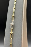 عقد مع اسوارة جنزير ذهب عيار 18 مميز بتصميم الماس...