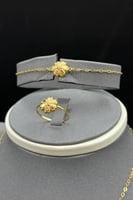 طقم وردة ذهب صافي عيار 21 وزن 5.8 جرام