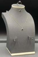 طقم سوليتير كحلي ذهب تصميم الماس