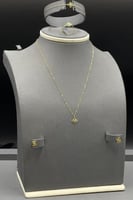 طقم معين فص واحد ذهب تصميم الماس عيار 21