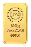 سبيكة ذهب 100 جرام عيار 24 بي تي سي ( BTC )