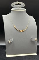 طقم خلية ذهب تصميم الماس عيار 18 وزن 6.3 جرام