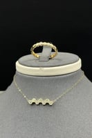 طقم الخلية ذهب تصميم الماس عيار 18 وزن 3.8 جرام