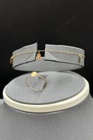 طقم مستطيل ذهب صافي عيار 21 وزن من 1.4 الى 1.5 جرا...