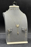 طقم ذهب تصميم الماس عيار 18 وزن 3.65 جرام