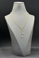 عقد مجدول ذهب مع كور لؤلؤ عيار 18 وزن من 2.5 الى 2...