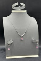 نصف طقم ذهب أبيض عيار 18 ندى الوردي وزن 7.2 جرام