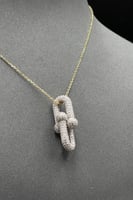 عقد جنزير ذهب ابيض مع اصفر تصميم الماس عيار 18 وزن...