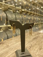 حلق ذهب تصميم الماس شكل مستطيل