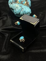 خاتم ذهب عيار 21 إيطالي لون فيروزي