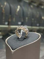 دبلة مرامي ذهب تصميم الماس ثلاثة الوان