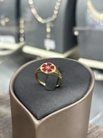 خاتم ذهب نسائي فخم تصميم ورده بألوان متعددة