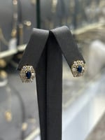 حلق ذهب تصميم الماس بفص ملون