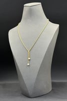 عقد مجدول ذهب مع كور لؤلؤ عيار 18 وزن من 2.5 الى 2...