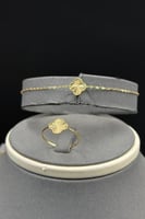 طقم وردة ذهب صافي عيار 21 وزن من 3.9 الى 4 جرام