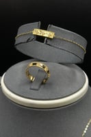 طقم مستطيل ذهب تصميم الماس عيار 21 وزن 6.5 جرام