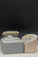 اسوارة مع خاتم جنزير ذهب صافي عيار 18 وزن 11.6 جرا...