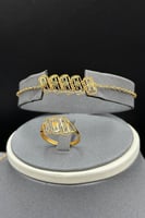 طقم مستطيل ذهب صافي عيار 21 وزن 13.8 جرام