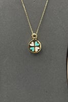 عقد دائرة فيروزي ذهب ايطالي