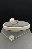 طقم دائرة ذهب صافي ايطالي عيار 18 وزن من 3.4 الى 3...