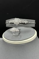 طقم ذهب ابيض تصميم الماس عيار 18 وزن 23.2 جرام