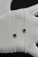 عقد شكل دائري مع اسوارة ذهب مع صدف اخضر عيار 18 وز...