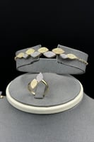 طقم ورقة الشجر ذهب تصميم الماس عيار 18 وزن 17.9 جر...