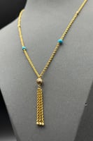 عقد مجدول مع كور ذهب مع صدف فيروزي تصميم هندي عيار...