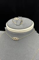 طقم دورين مستطيل ذهب تصميم الماس عيار 18 وزن 2.3 ج...