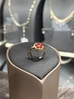 خاتم ذهب نسائي فخم تصميم ورده بألوان متعددة