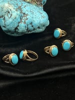 خاتم ذهب عيار 21 إيطالي لون فيروزي