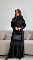 عباية سوداء يومية نصف كلوش بقماش السيراميك- 1528