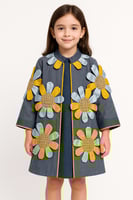 فستان جنز من قطعتين انيق مزين بورد ثري دي