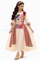 جلابية بناتي انيقة مع طباعة مميزة من قطعتين مع ربط...