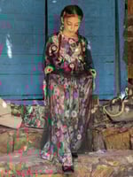 جلابية مشجرة اخضر من قطعتين مع ثوب نشل مبتكر مزين...