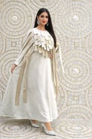 جلابية من اللنن بستايل مميز وتفاصيل هندسية مميزة م...