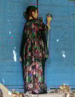 جلابية مشجرة اخضر من قطعتين مع ثوب نشل مبتكر مزين...