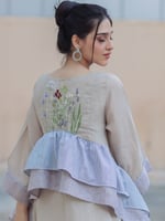 جلابية نساء انيقة كلوش باللنن البيج مع تطريز مشكوك...